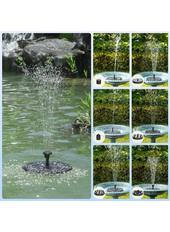 مضخة نافورة شمسية 2.5 واط مع 6 رؤوس رشاش، نافورة حمام الطيور الشمسية للحدائق، البرك، حمامات السباحة، أحواض السمك والاستخدامات الخارجية – نافورة مائية شمسية فعالة مع ارتفاعات رشاش قابلة للتعديل - Image 5